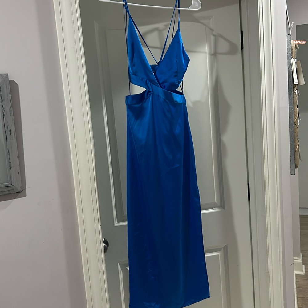 Zara blue satin midi NWT